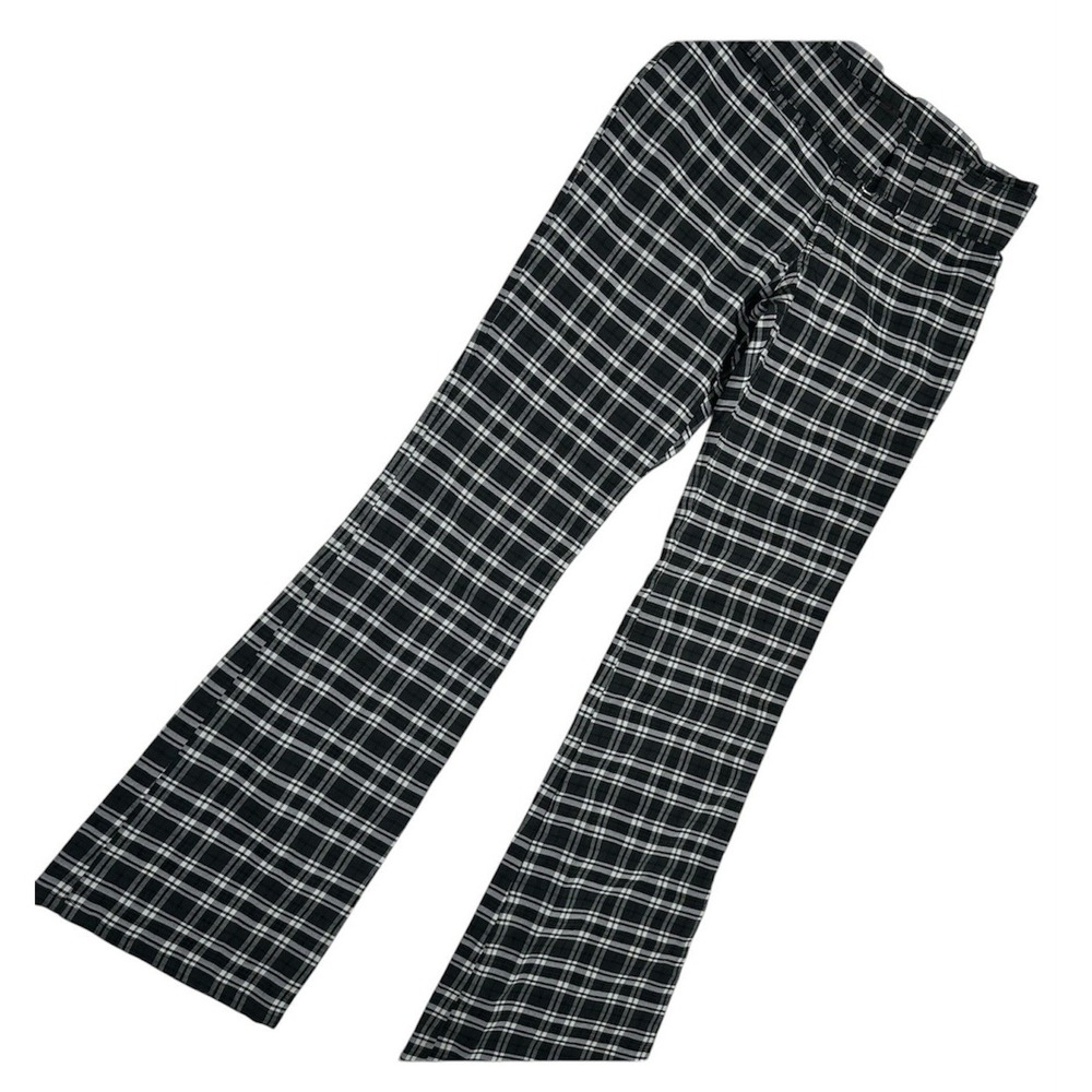 Vintage Z. Cavaricci Black White Plaid Flare Pants Size 9 Y2K Goth Grunge Punk